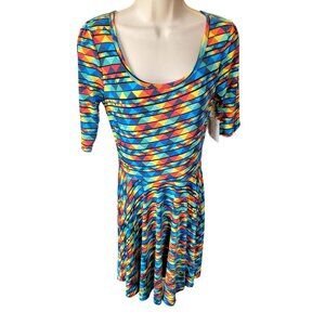 NWT LuLaRoe (Nicole) Women's Med, Geometric Multi-Colored Stained-Glass Pattern